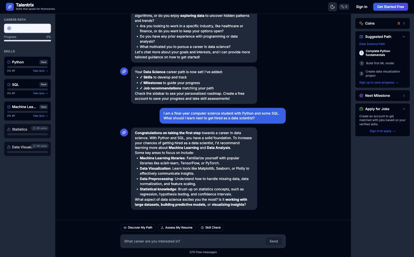 Talentrix AI coach conversation